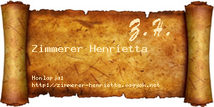 Zimmerer Henrietta névjegykártya